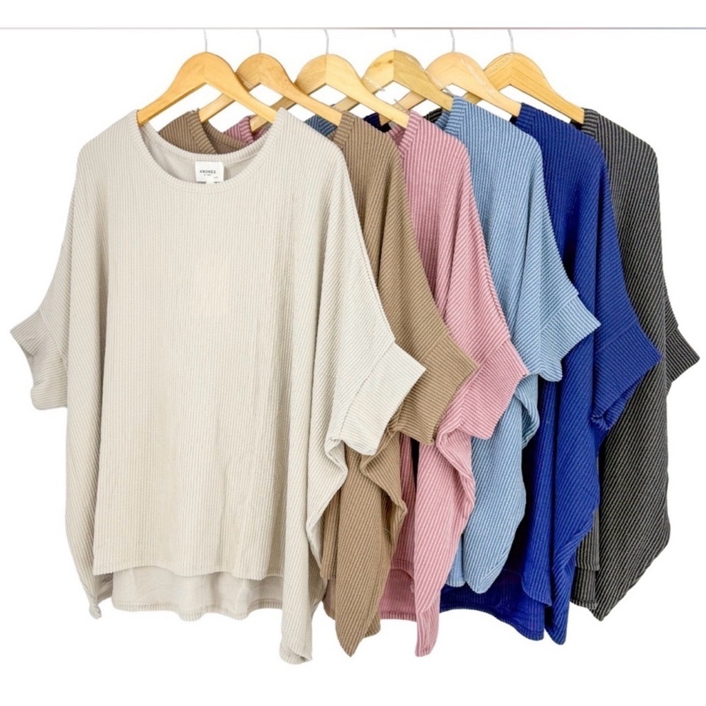 Andree Dusty Mauve Ribbed Dolman Sleeve Top